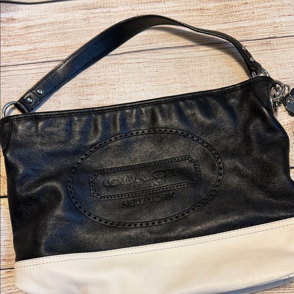 Coach Handbags - Coach black and white leather shoulder bag